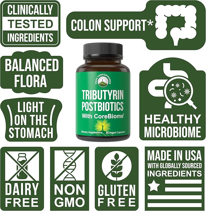 CoreBiome Tributyrin Postbiotic Supplement Clinically Tested For Gut Health. More Effective than Sodium Butyrate Capsules. High Bioavailability Post Biotics For Digestive, Leaky Gut, Colon, Microbiome