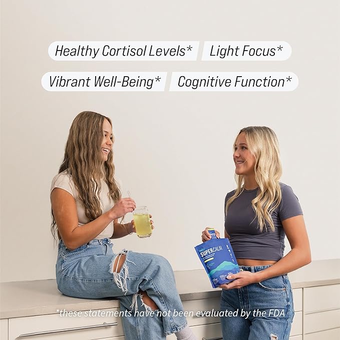 Supercalm Drink Mix - Ashwagandha KSM 66, Magnesium Glycinate & L-Theanine Supplement, Vitamin D3 - Ashwagandha Root Extract - Focus and Relaxation Support (20 Travel Packets) - Lemon Lime