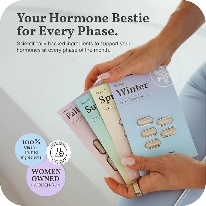 Cycle Bestie - Hormone Balance Supplements for Women, Vitamins for Hormonal Support, Helps with Cycle Regularity, Vegan Friendly, Phase Specific Supplement Packs - 28 Capsules