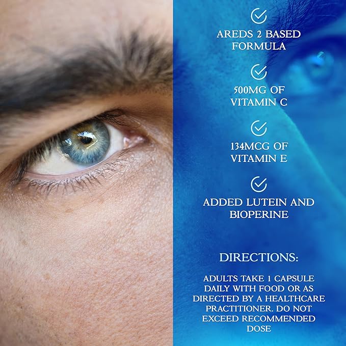 Optimal Eye Health Vitamin & Mineral Supplement, Eye Supplements & Vitamins for Vision with Vitamin C & E, Lutein & Zeaxanthin Supplements, 60 Caps