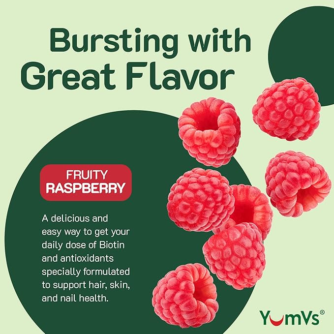 YumVs Teen Multivitamin Gummies with Biotin and Antioxidants - Raspberry Flavor - Hair Skin Nails Support - Vegetarian Kosher Teen Vitamins for Boys and Girls 12-17 - Teen Gummy Vitamins (60 Count)