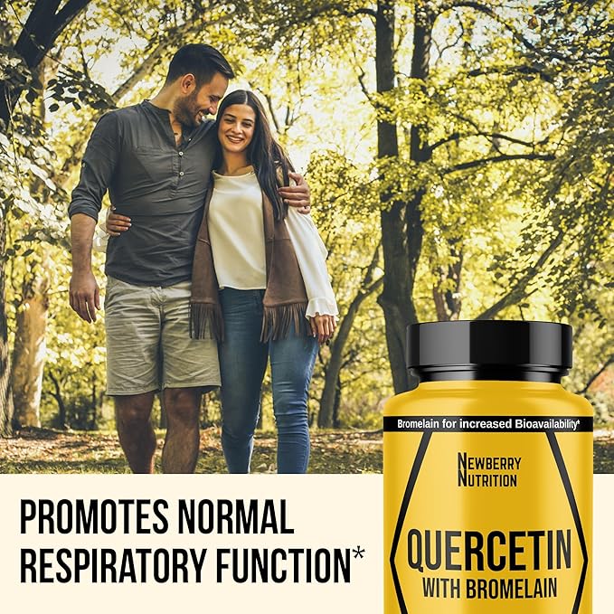 Quercetin with Bromelain Supplement 1200mg, Quercetin 500mg Capsules, Helps Support Healthy Immunity, Potent Antioxidant, 60 Count