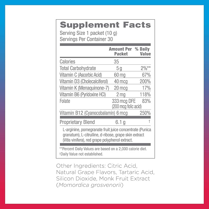Synergy ProArgi-9 Plus L-Arginine Complexer Dietary Supplement - Grape - 30 Packets