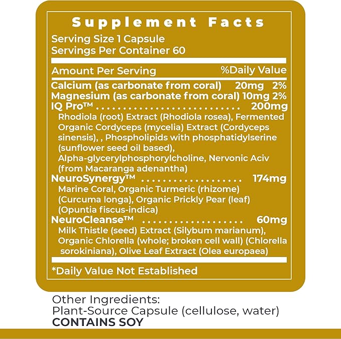 Premier Research Labs Cereven - Brain Support Supplement with Rhodiola Extract, Marine Coral & Turmeric - Herbal Extracts Dietary Supplements - 60 Plant-Source Capsules