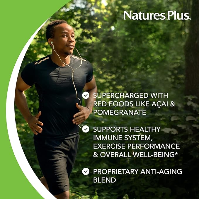 Natures Plus Source of Life RED Multivitamin Liquid - 30 oz - Energy & Immune Support - with Exotic Red Fruits, Lycopene & Lutein - Vegetarian & Gluten Free - 30 Servings
