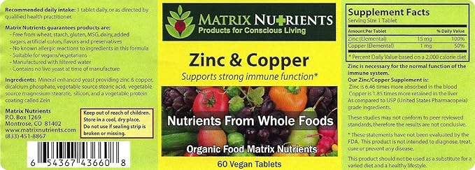 ZINC & Copper - LAB Tested for Highest Purity! Fast Absorption, 100% Organic Natural Ingredients - Massive Immune Support - Repair Heart & Body! - Vegan Tablets (60ct)