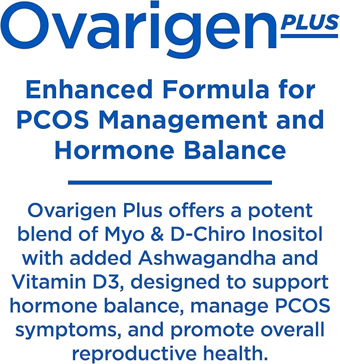 Ovarigen Plus, Myo & D-Chiro Inositol Blend Powder – 40:1 Blend with Folic Acid, Ashwagandha Powder, and Vitamin D3 - Help Manage PCOS Symptom, Hormone Balance, and Natural Fertility Aid, 60 Sachets