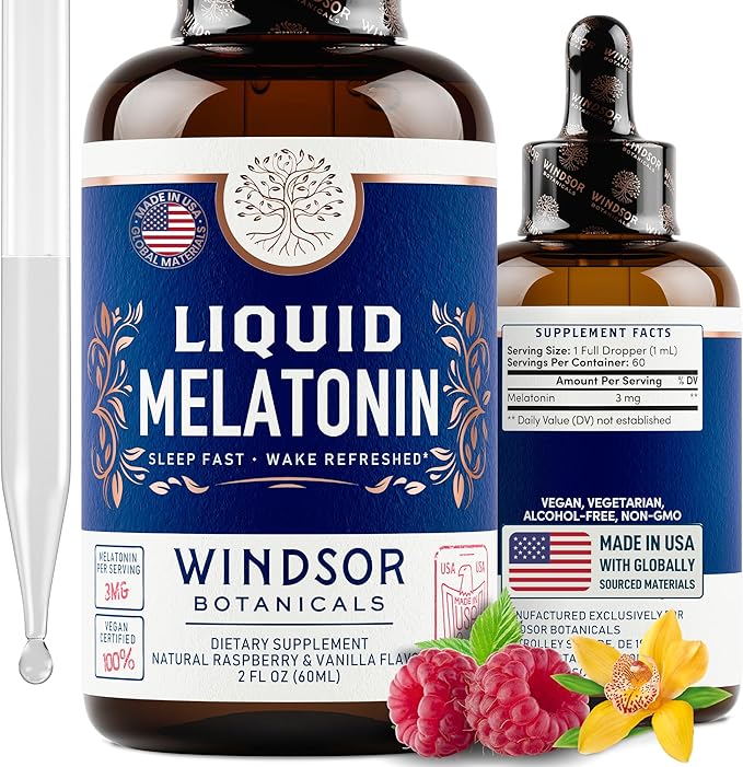 WINDSOR BOTANICALS Liquid Melatonin 3mg and Thermogenic Multi Collagen Burn Capsules - Beauty and Sleep Support Bundle