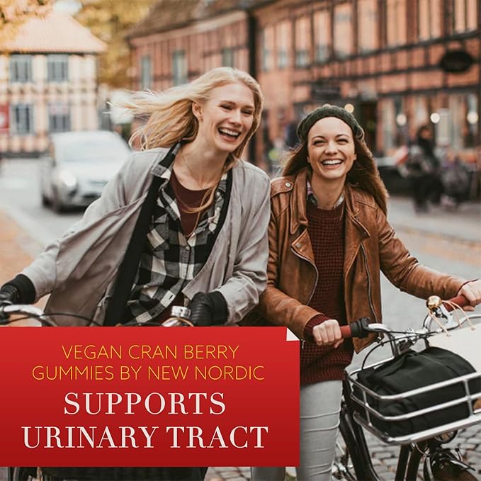 NEW NORDIC Cranberry Supplement Gummies for Women, Normal Urinary Tract & Bladder Support, Balance with Cran Berry & Sour Cherry, 60 Count