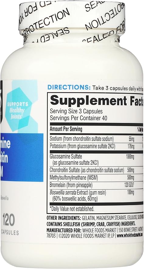 365 by Whole Foods Market, Glucosamine, Chondroitin & MSM, 120 Capsules