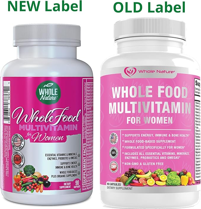 Whole Food Multivitamin for Women - with B12 Methyl Folate, Womens Multi Vitamin Minerals, Probiotics and Omegas. Vegan Vitamins for Women. Non GMO Daily Supplement Plus- 90 Capsules