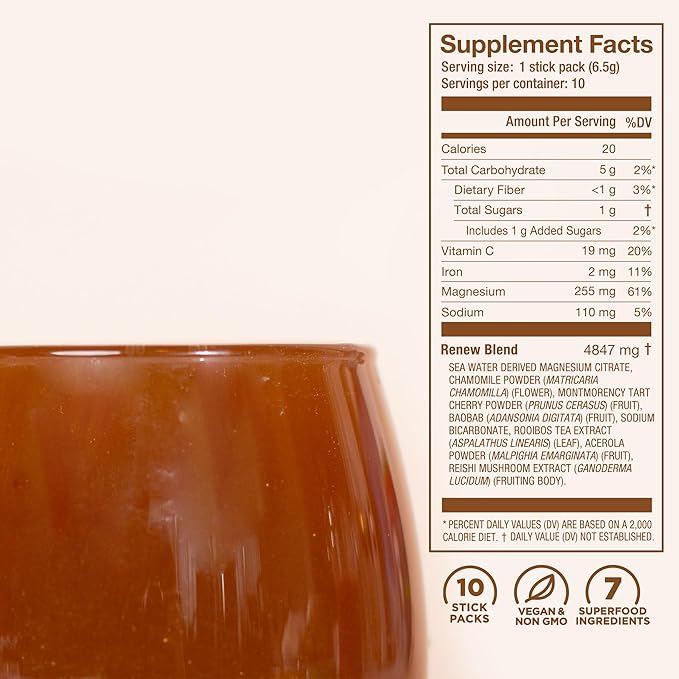 Laird Superfood Sleep & Recover, Bedtime Powdered Drink Mix Calming Supplement to Support Relaxation and Sleep with Tart Cherry and Chamomile, 0.3 Oz Packet, Pack of 10