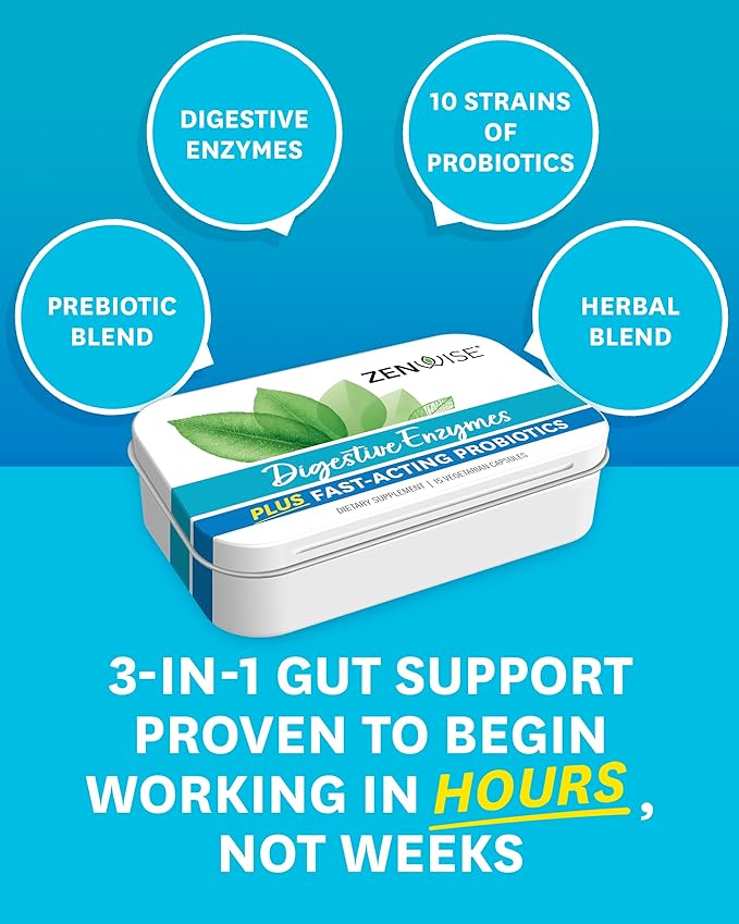 Zenwise Health Digestive Enzymes and Bromelain for Gut Health - Probiotic Multi Enzymes with Prebiotics and Probiotics for Women and Men for Digestive Health and Bloating Relief for Digestion -15 CT