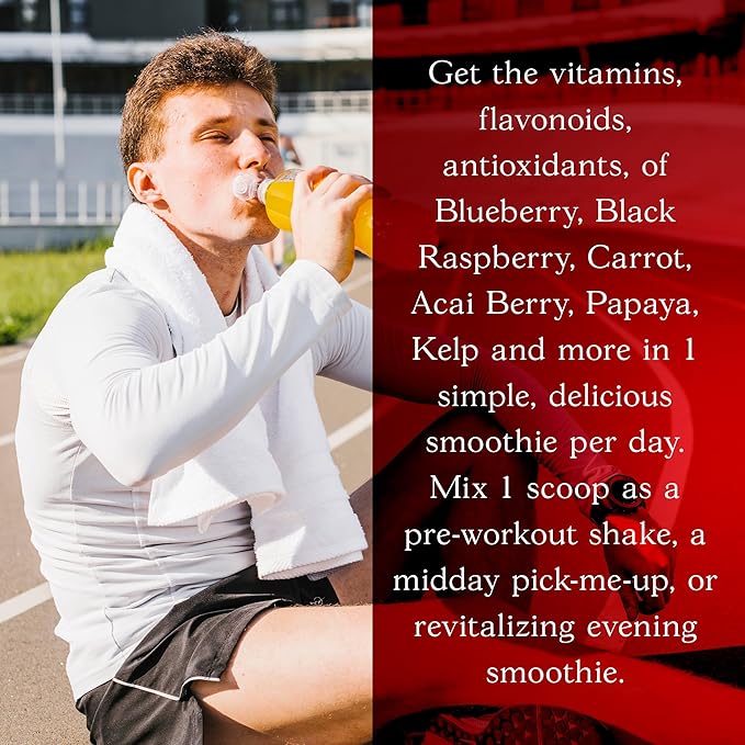 Superfood Reds Powder, Monk Fruit Flavored Organic Antioxidant, Concentrated Greens and Reds Superfood Powder, Vegan Berry, 30 Servings