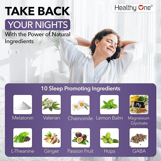 Healthy Sleep - 10 REM Inducing Ingredients - Supports All Stages of Deep Rest - Can't Sleep - Anxious - Restless - Melatonin - Valerian - Chamomile - Theanine - GABA - Hops - Lemon Balm - 120 Count