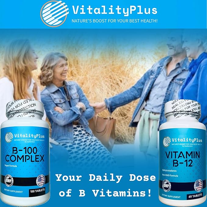 Super B-100 Complex – All B Vitamins Including B12, B1, B2, B3, B5, B6, B7, B9, Folate – High Potency B-Vitamins with Choline, Inositol & PABA – Energy & Metabolism Support – 100 Tablets