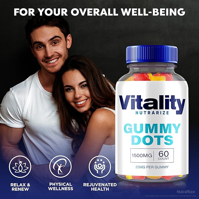 (Pack of 3 Vitality Gummy Dots, All Natural 500MG Supplement, for Overall Wellness, Official Dots Reviews (180 Gummies)