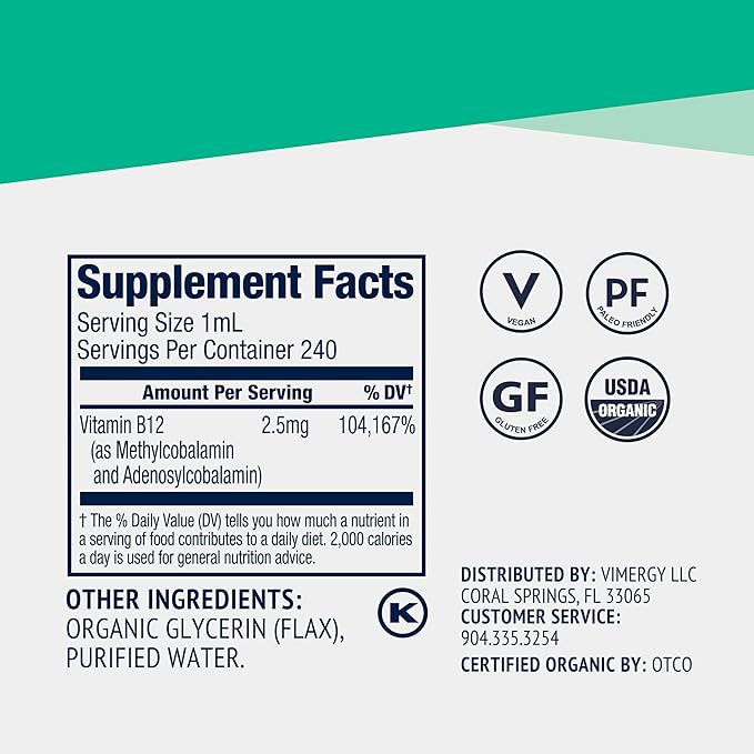 Vimergy Liquid B12 (115 mL) and Liquid B12 Refill (240 mL) - Bundle