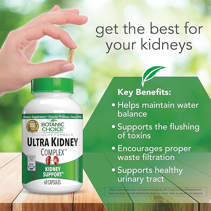 Botanic Choice Ultra Kidney Complex - Optimal Kidney Support with Milk Thistle, Green Tea & More- 60 Capsules