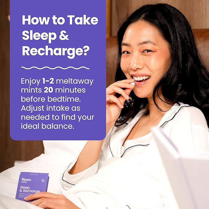 Neuro Melatonin 1 mg Sleep & Recharge Mints (72 Pieces) - Fast Dissolve Melatonin Sugar Free Mints with Lemon Balm & Chamomile for Better Sleep - Calm Sleep Supplement - Mixed Berry Flavor