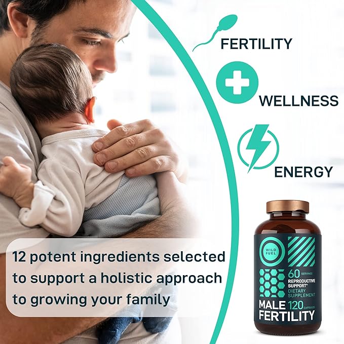 Fertility Supplements for Men Prenatal Vitamin - Maca Root, Ashwagandha, Zinc, Plus Naturals - Conception for Him Men Fertility Vitamins and Male Fertility Support Supplements - 120 Caps for 2 Months
