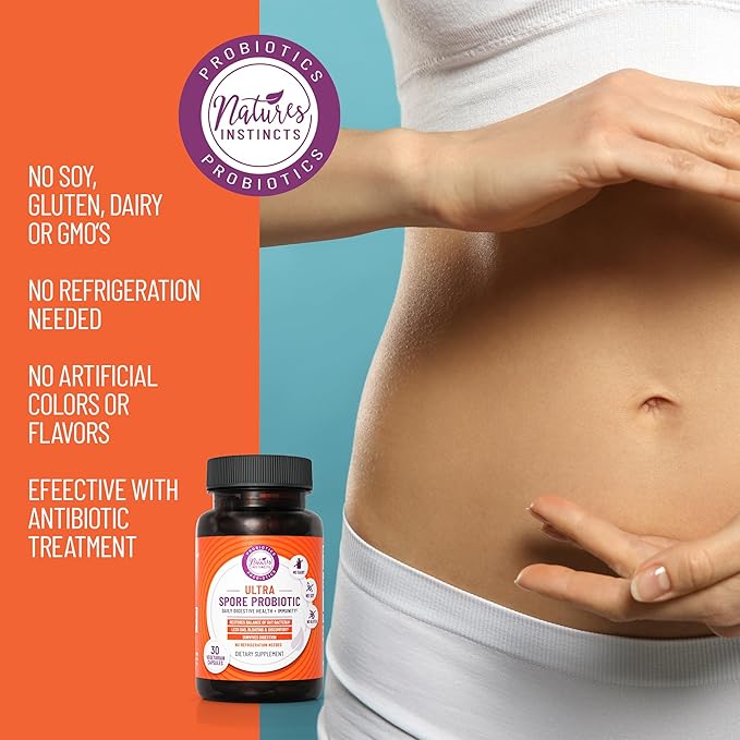 Ultra Spore Probiotic with Live Strains | Daily Soil Based Probiotic for Digestive Support & Gut Health | Soy-Free, Dairy-Free, Gluten-Free, Non-Refrigerated Probiotics, 30 Capsules