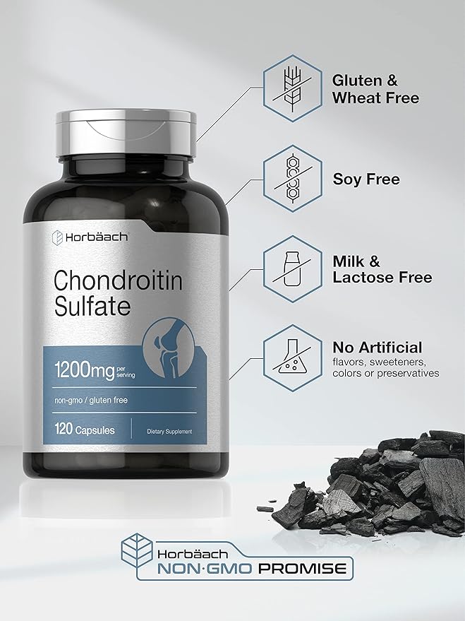 Horbaäch Chondroitin Sulfate 1200mg | 120 Capsules | Non-GMO & Gluten Free Supplement
