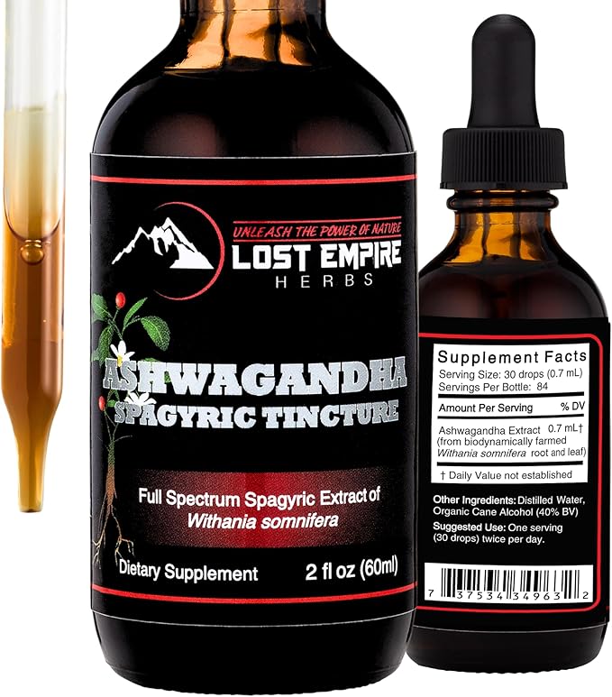 UNLEASH THE POWER OF NATURE Ashwagandha Spagyric Tincture - Liquid Drops Root Extract for Men, Women, Sleep, Cortisol - Best Ashwagandha Supplement USA Grown Organic (2 fl oz)