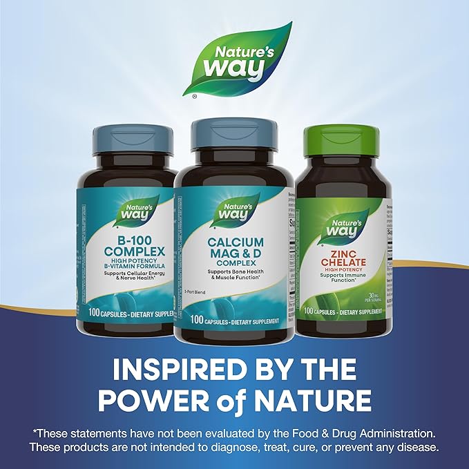 Nature's Way Calcium Magnesium & Vitamin D Complex, Healthy Bones & Teeth, Muscle Function*, Muscle Relaxation,* with Vitamin D3, Gluten free, 100 Capsules (Packaging May Vary)