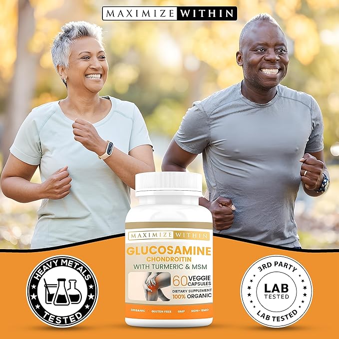 Glucosamine Chondroitin with Turmeric & MSM for Healthy Joints, 60 Veggie Capsules