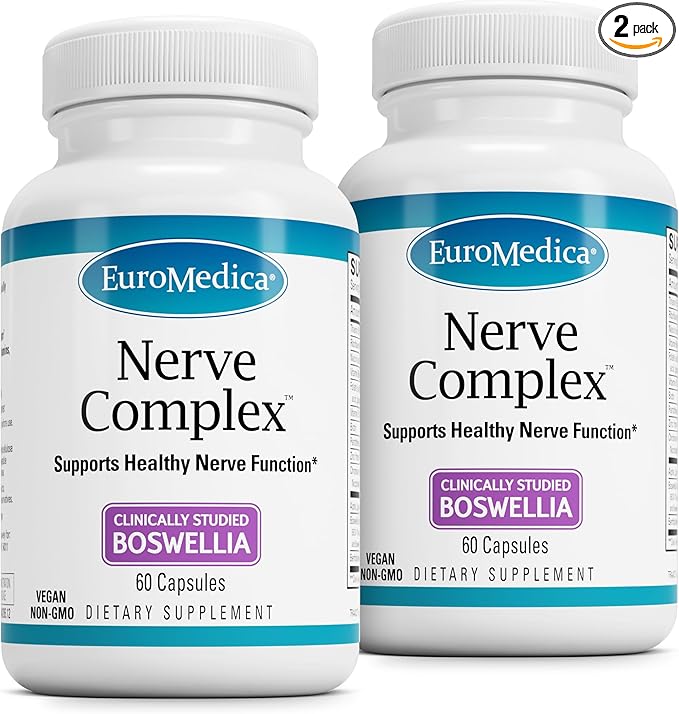 Euromedica Nerve Complex - Herbal Supplement with Bioactive Vitamin B12 - Circulation & Nerve Health Support Supplement - Vegan Capsules with Boswellia Serrata - 60 Capsules, 2 Pack (120 Capsules)