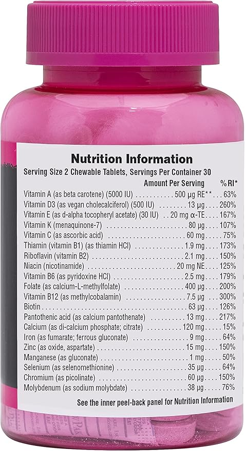 Natures Plus Power Teen for Her Chewable - 60 Vegetarian Tablets - Wild Berry - High Potency Multivitamin for Young Women - Hormone-Balancing - Sugar Free, Vegan, Gluten-Free - 30 Servings