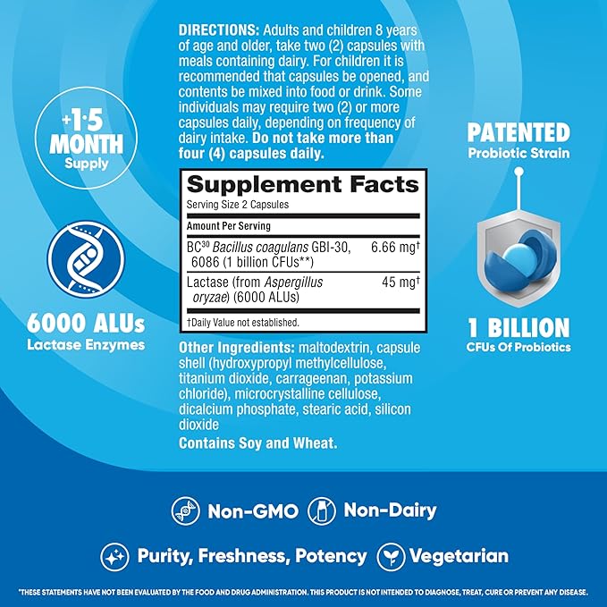 Digestive Advantage Lactose Defense Capsules (96 Count In A Box), Helps Breaks Down Lactose and Defend Against Digestive Upset, Supports Digestive and Immune Health, CFUs