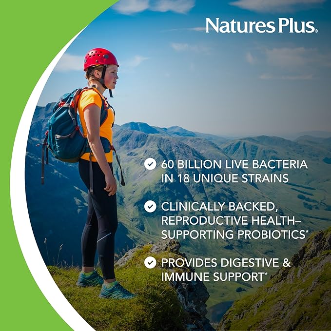 Natures Plus GI Natural Probiotic Women - 30 Capsules, Pack of 2 - Digestive & Immune Support, Urinary Tract Health - Includes Cranberry - Gluten Free - 60 Total Servings