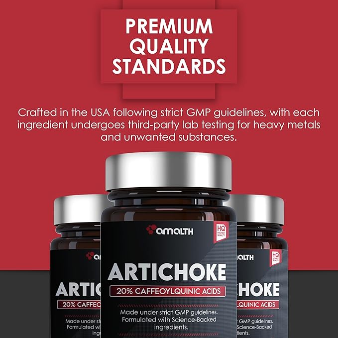 Amalth Artichoke Leaf Extract 120 Veg Capsules -20% Caffeoylquinic Acid Standardized Extract - Supports Liver & Digestion Non-GMO Gluten Free
