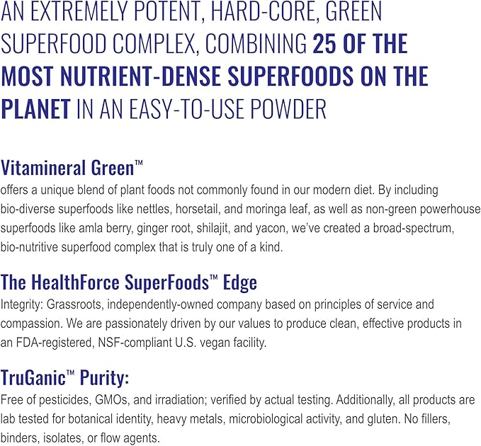 HealthForce SuperFoods Vitamineral Green - Mineral Supplement for Immune & Thyroid Support - Green Powder Supplement with Ingredients from The Land - Gluten-Free & Vegan - 500 Grams (Pack of 2)