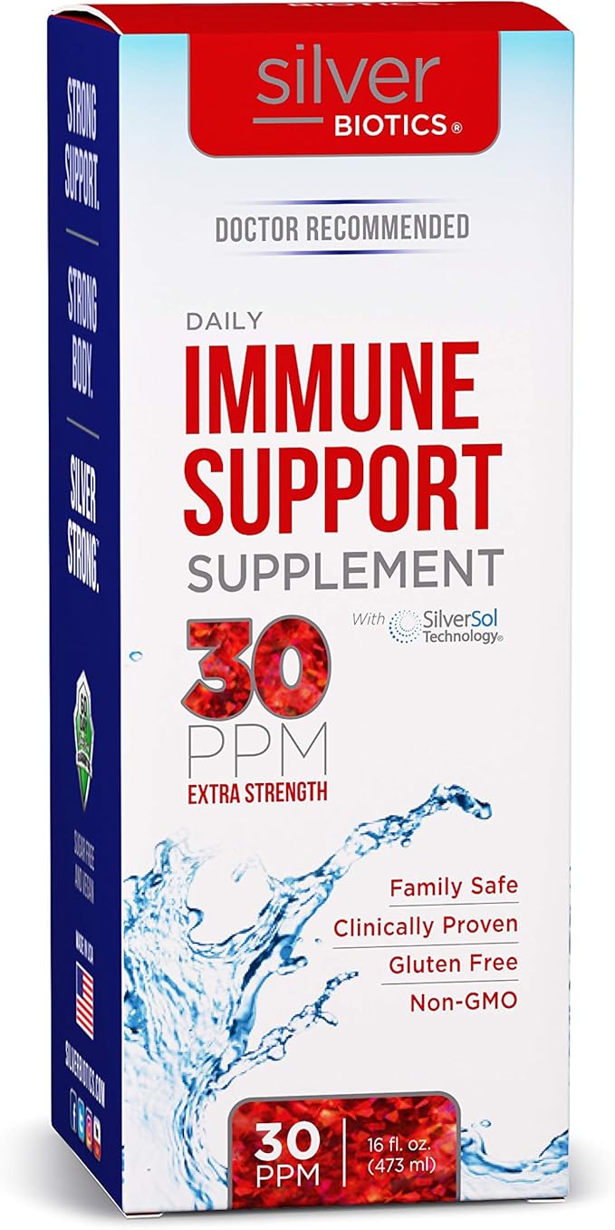 Silver Biotics 30 PPM Extra Strength Daily Immune Support Supplement with Silversol Technology | The Perfect Daily Defense Boost for Your Immune System | 16 Fl Oz
