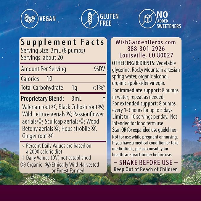 WishGarden Herbs Sleepy Nights Herbal Sleep Support + Serious Relaxer Natural Relaxing Muscle Supplement (2-2oz Bundle)