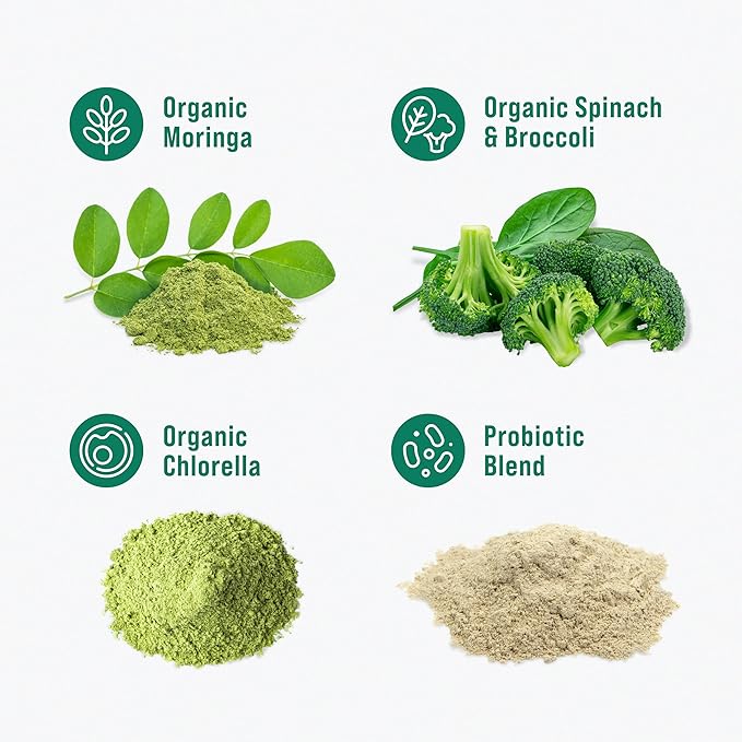 Supergreens Premium Superfood Greens Drink Mix w/Chlorella, Moringa, Spinach & Broccoli + Digestive Enzymes & Probiotic Blend -Nutrient-Packed Powder Wellness (Apple Pear, 20 SRV, Travel Pack)