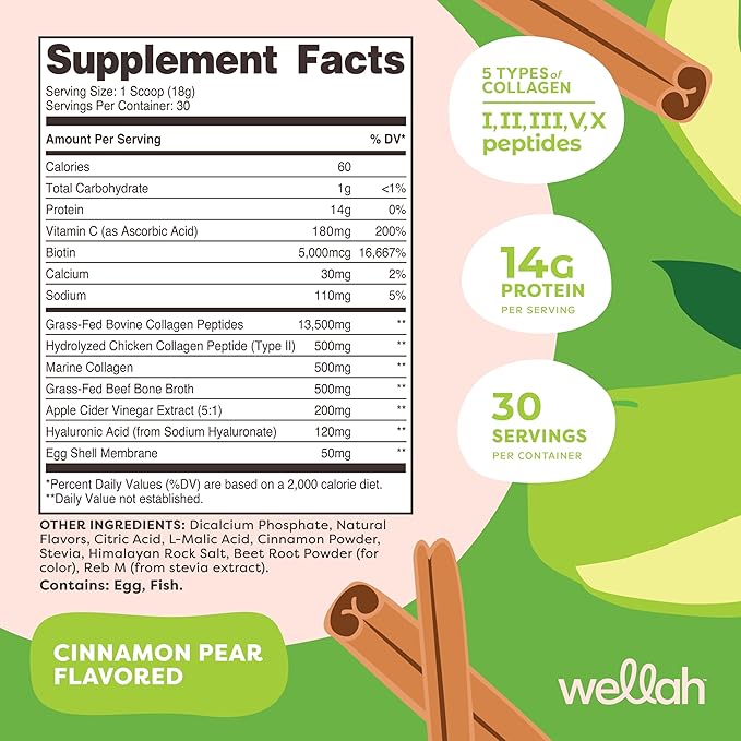 The Afterglow Multi Collagen Protein + Beauty (30 Servings, Cinnamon Pear) - Hair, Skin, Nail & Joint Support - Non-GMO and Gluten Free
