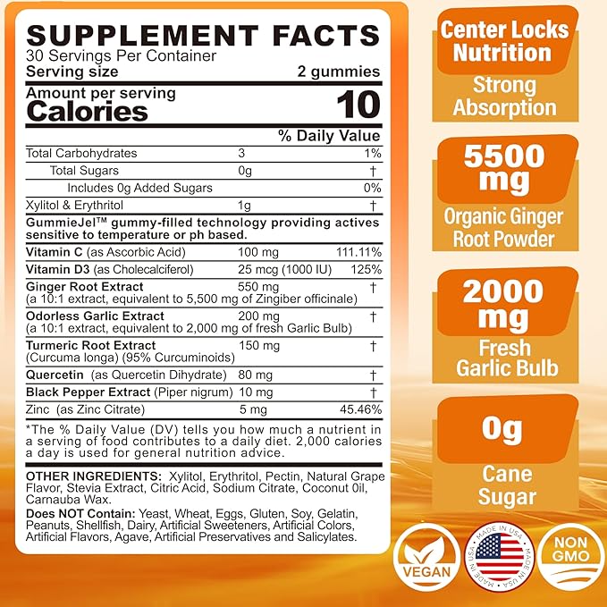 Bundle Ginger Chews Supplement Gummies for Nausea, Stomach Relief & Liver Cleanse Detox & Repair Gummies with Milk Thistle