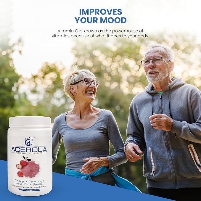 Natural Vitamin C | Acerola Cherry Naturally Grown Powder 1 Lb (16 Oz - 453 Grams) - Origin Nobel Prize Winner Immune System Booster, Non-GMO Whole Food Vitamin C Supplement