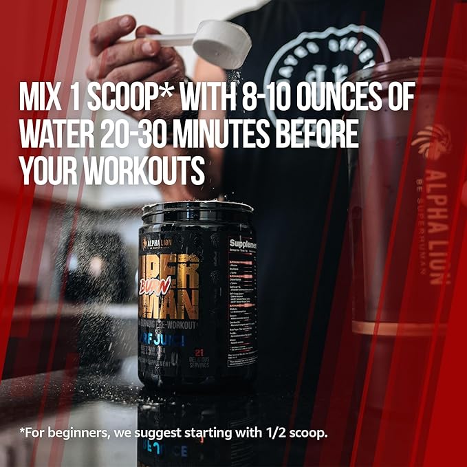ALPHA LION Superhuman Burn 2-in-1 Metabolism Booster Pre Workout, Weight Loss Supplement, Appetite Suppressant, Fat Loss Support, Energy & Focus Powder (21 Servings, Sweet Black Cherry Flavor)