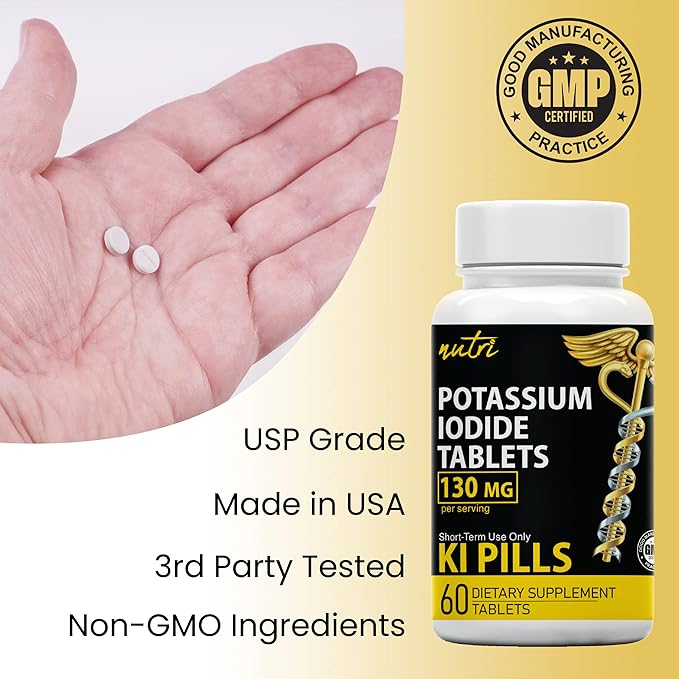 Nature's Fusions Potassium Iodide Tablets 130 mg (Pack of 2) - (120 Tablets) EXP 10/2032 - Ki Pills - Yoduro de potasio