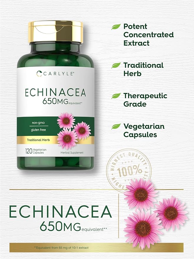 Carlyle Echinacea Capsules 650mg | 120 Count | Non-GMO & Gluten Free Supplement