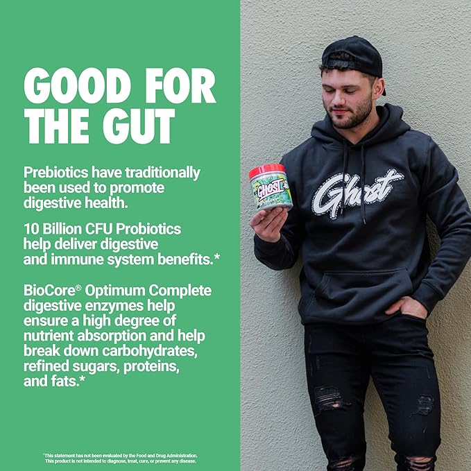 GHOST Greens Powder, Apple Cider - 30 Servings - 19 Superfood Greens & Reds Powder, Fruits, Vegetables, Spirulina, & Chlorella, Prebiotics, 10 Billion CFU Probiotic & Digestive Enzymes - Gluten-Free