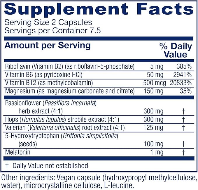 Vitanica SleepBlend - Sleep & Relaxation Support for Women - Herbal Supplements with Melatonin, Valerian Root, Vitamin B2 & B12 & Magnesium - Pro Logo - 15 Vegan Caps