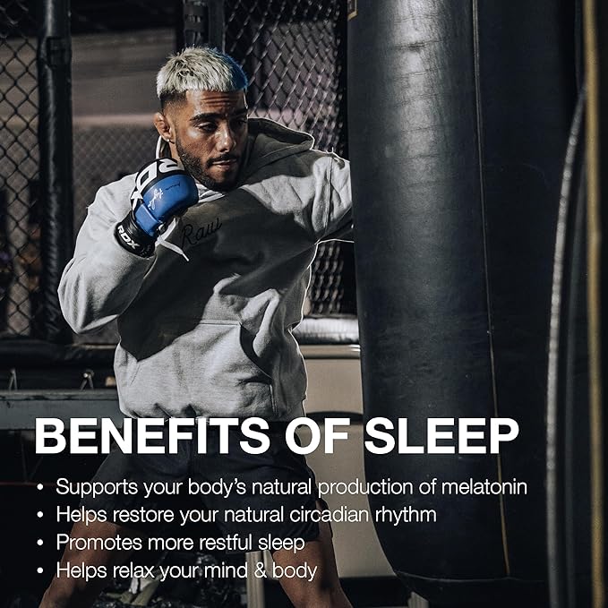 RAW Natural Sleep Aid Supplement - Relaxation Enhancer & Mood Support with Melatonin, Magnesium, Zinc, L-Tryptophan & Lemon Balm Extract to Relax & Calm The Mind & Body - 30 Servings, Mixed Berry