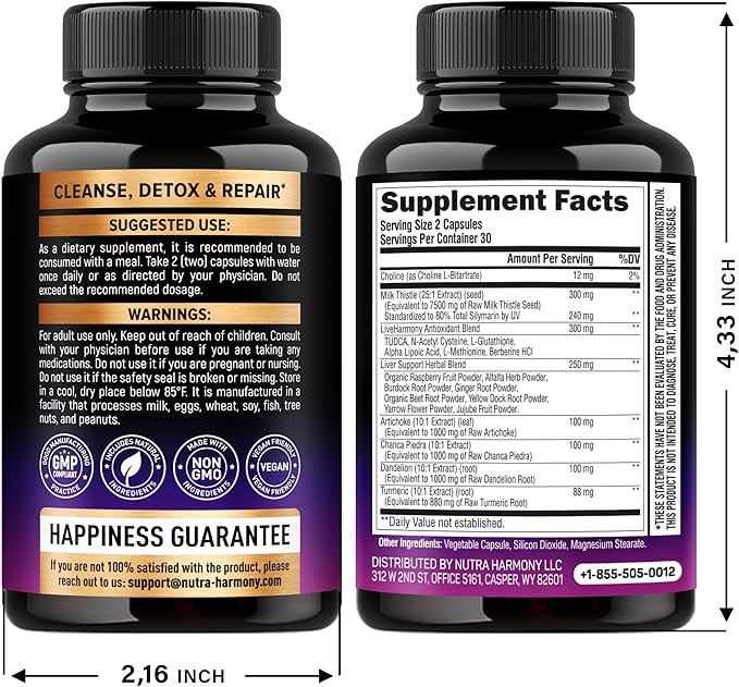 Liver Cleanse Detox & Repair - Milk Thistle | Dandelion | Artichoke | TUDCA | Glutathione & NAC - Effective Liver Health Supplement | 80% Silymarin - Laboratory Tested, Vegan - Made in USA 60 Capsules