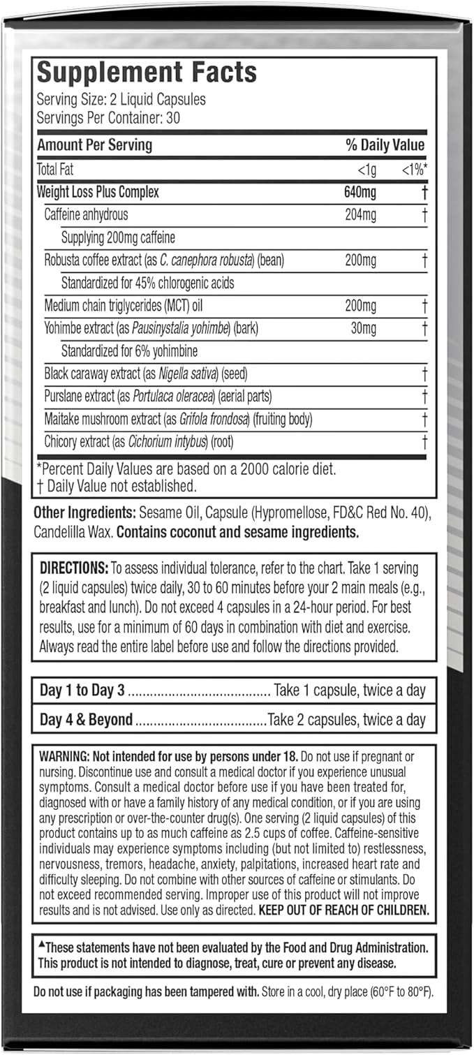 Hydroxycut Advanced - 60 Rapid-Release Liquid Capsules - Thermogenic Calorie Burn, Maximize Energy - for Women & Men
